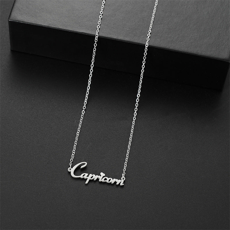 Wholesale Stainless steel twelve zodiac signs English jewelry